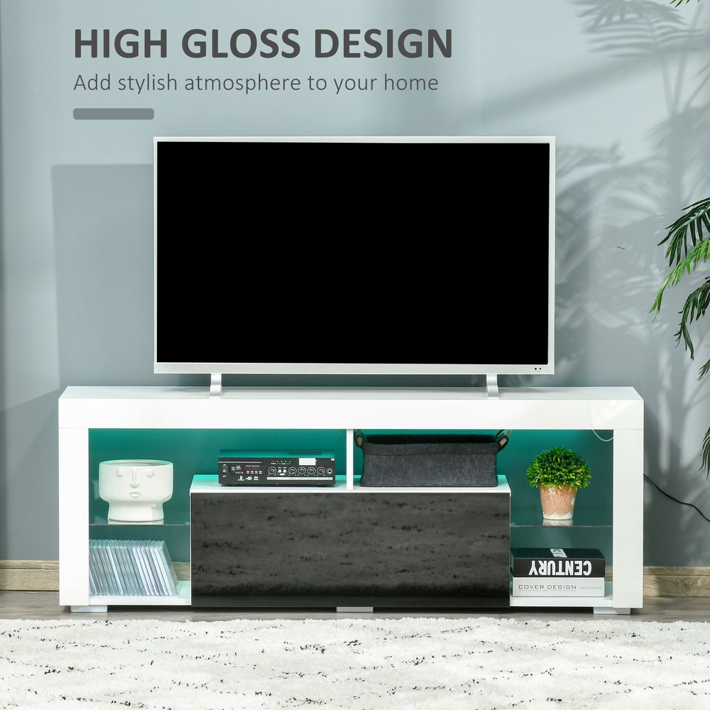 140cm TV Stand Cabinet – High Gloss Finish with LED RGB Light & Storage