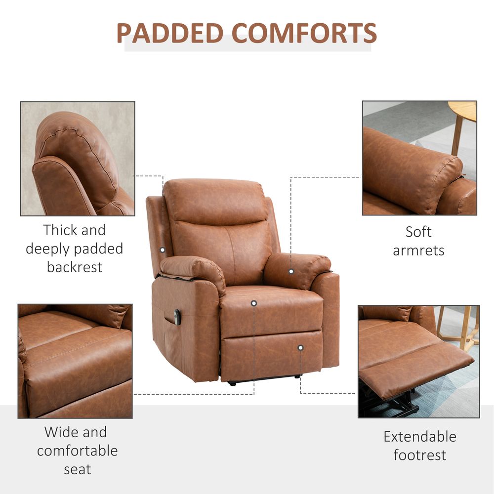 Brown Power Lift Chair with Electric Riser and Remote Control for Easy Comfort