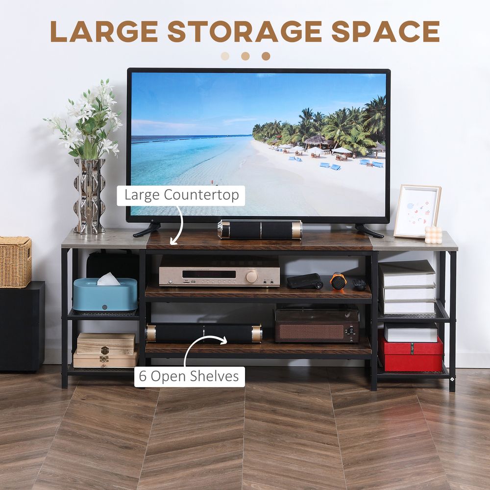 Brown & Grey TV Unit Cabinet for TVs up to 65 Inches with Shelves