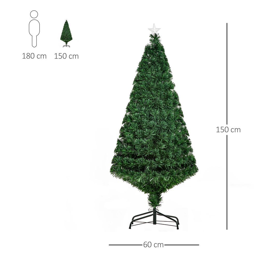 Pre-Lit 5ft Fibre Optic Artificial Christmas Tree with Multi-Colour Tree Topper