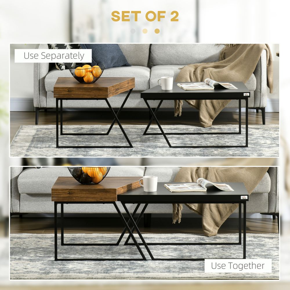 Set of 2 Steel Frame Coffee Tables for Living Room, Stylish and Practical Decor