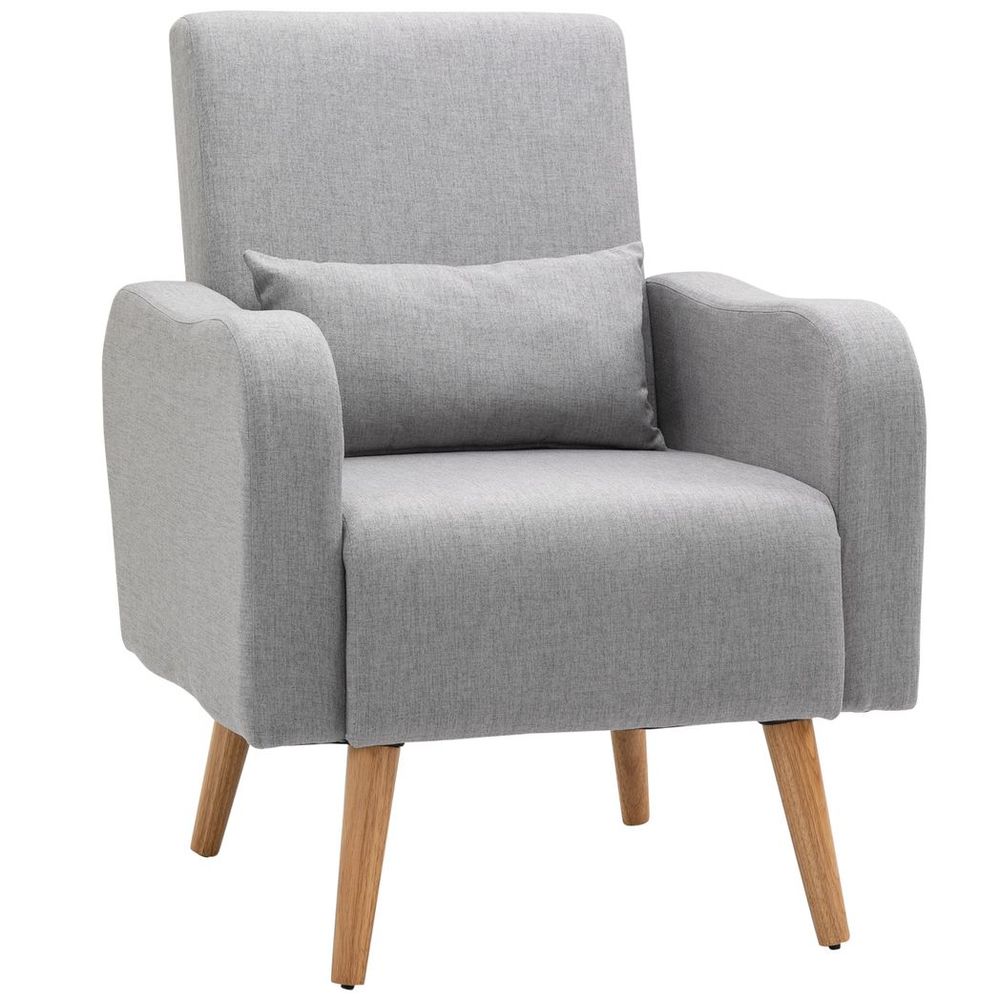 Nordic Leisure Lounge Accent Chair with Pillow, for Bedroom, Grey