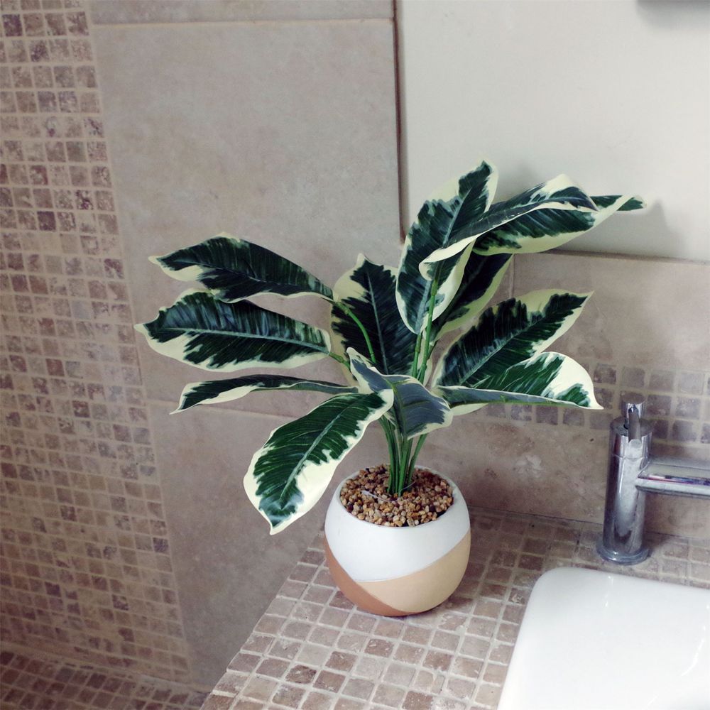 40cm Variegated Pothos Plant Shrub with Planter - Artificial