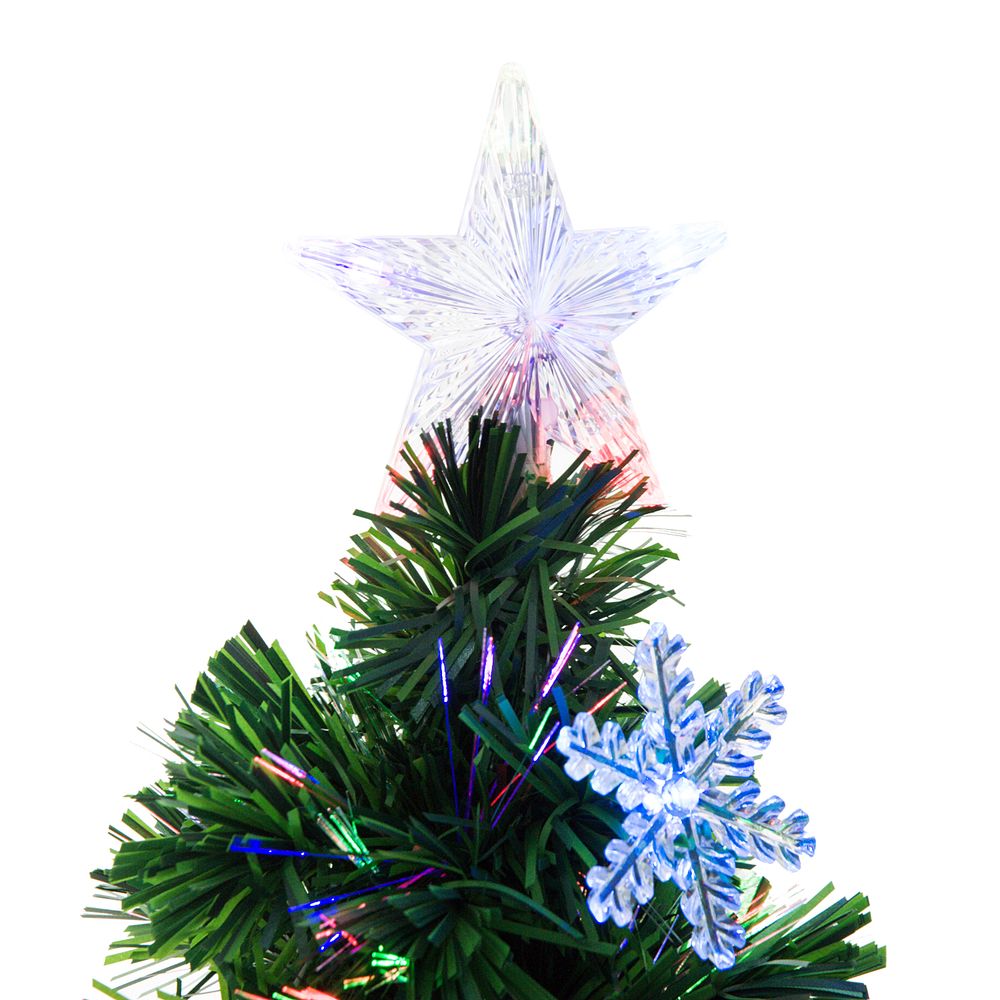 4FT Green Fibre Optic Artificial Christmas Tree with LED Snowflakes - Fireproof Features