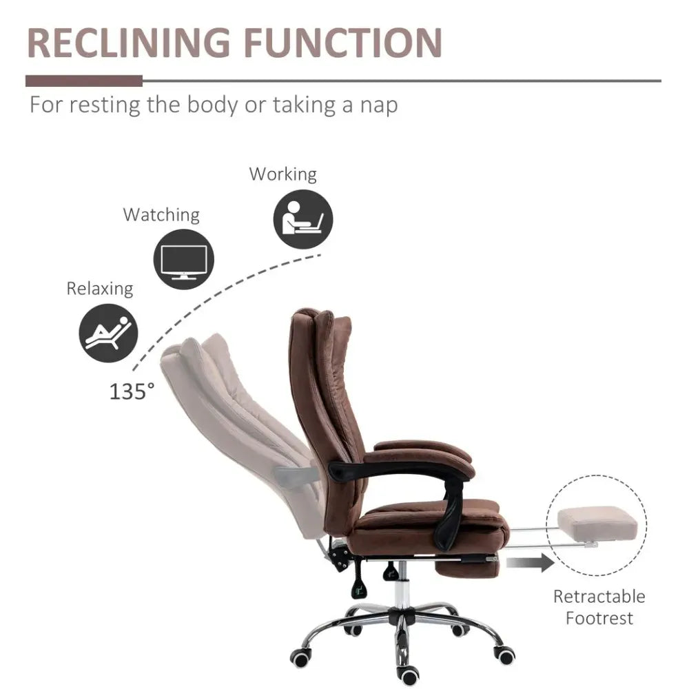Brown Executive Office Chair with Swivel Function, Armrest, and Footrest for Maximum Comfort