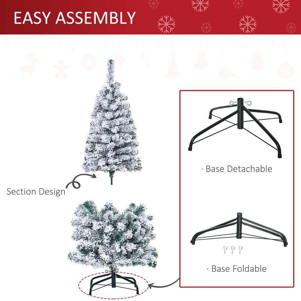 4ft Pre-Lit Snow Flocked Artificial Christmas Tree with Warm LED Lights