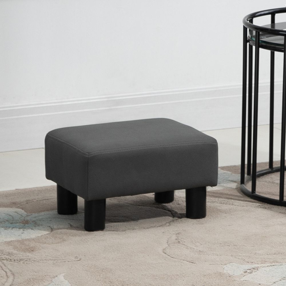 Small Grey PU Leather Ottoman Footrest for Home Office or Chair Comfort