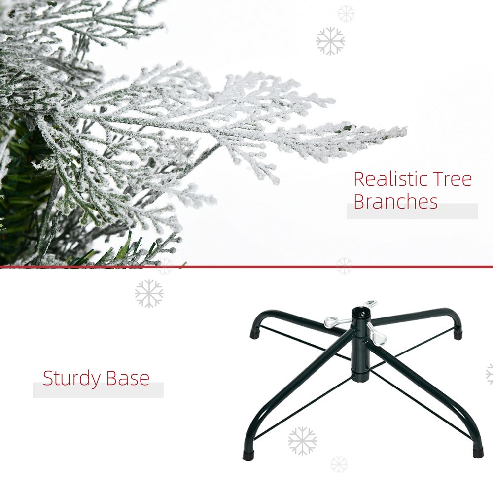 6FT Snow Flocked Artificial Christmas Tree with Pencil Shape for Festive Elegance
