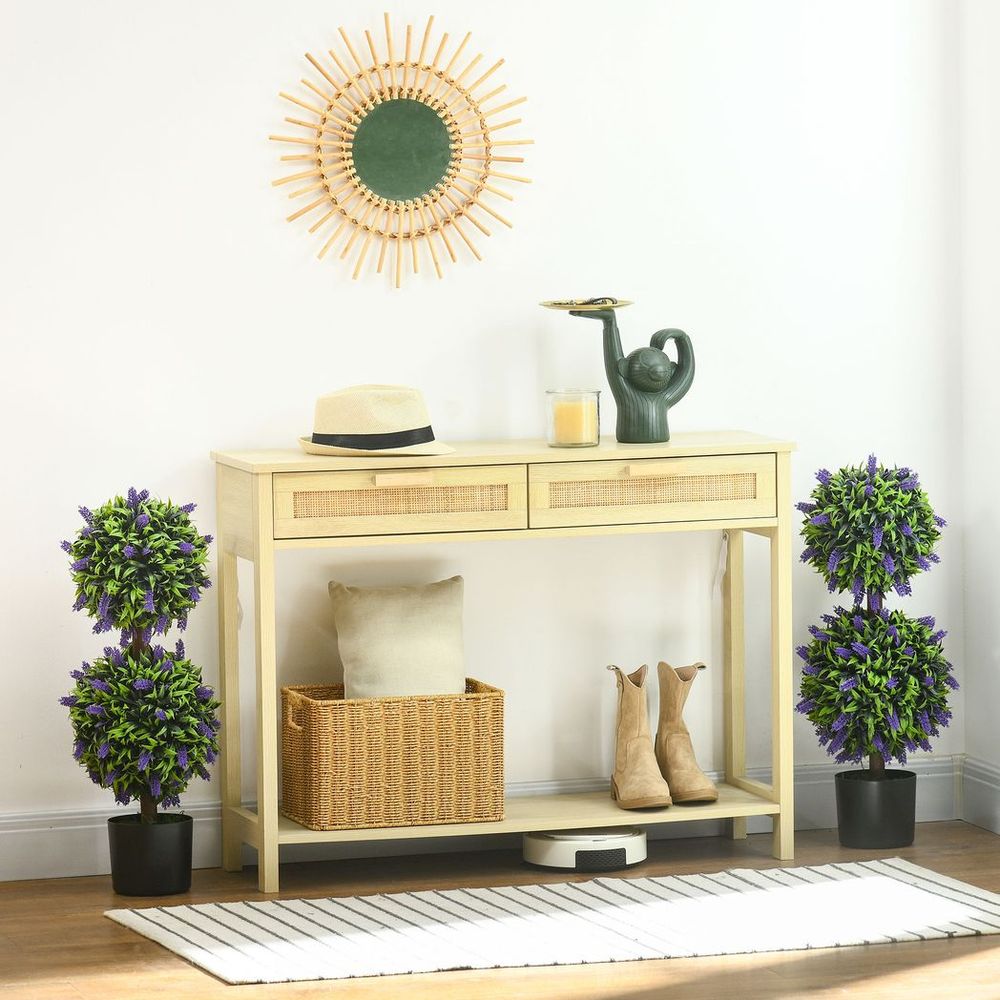 Set of 2 Potted 70cm Artificial Lavender Ball Trees for Beautiful Home Decor