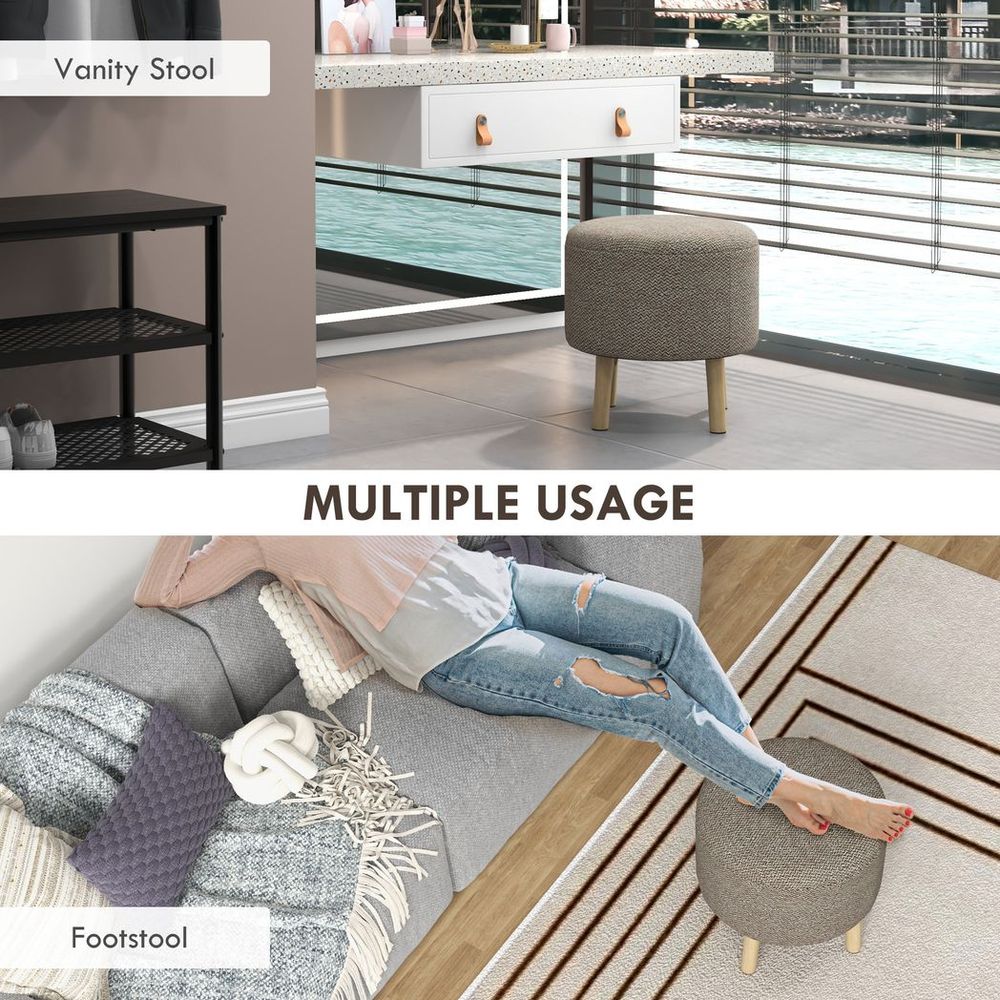 Round Storage Ottoman: Stool Chair with Cushioned Top & Hidden Space