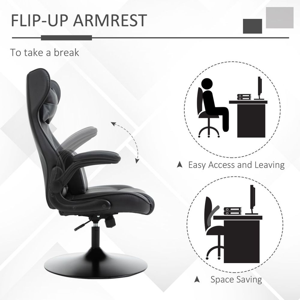Home Office Gaming Chair with Swivel Base and Lumbar Support for Comfort