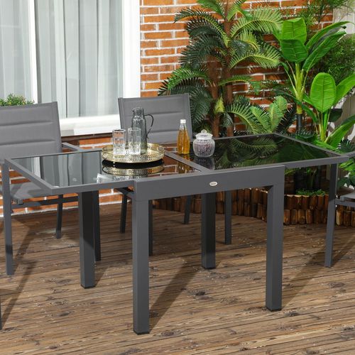 Versatile Extendable Outdoor Dining Table - Sturdy Aluminium & Glass Charm
