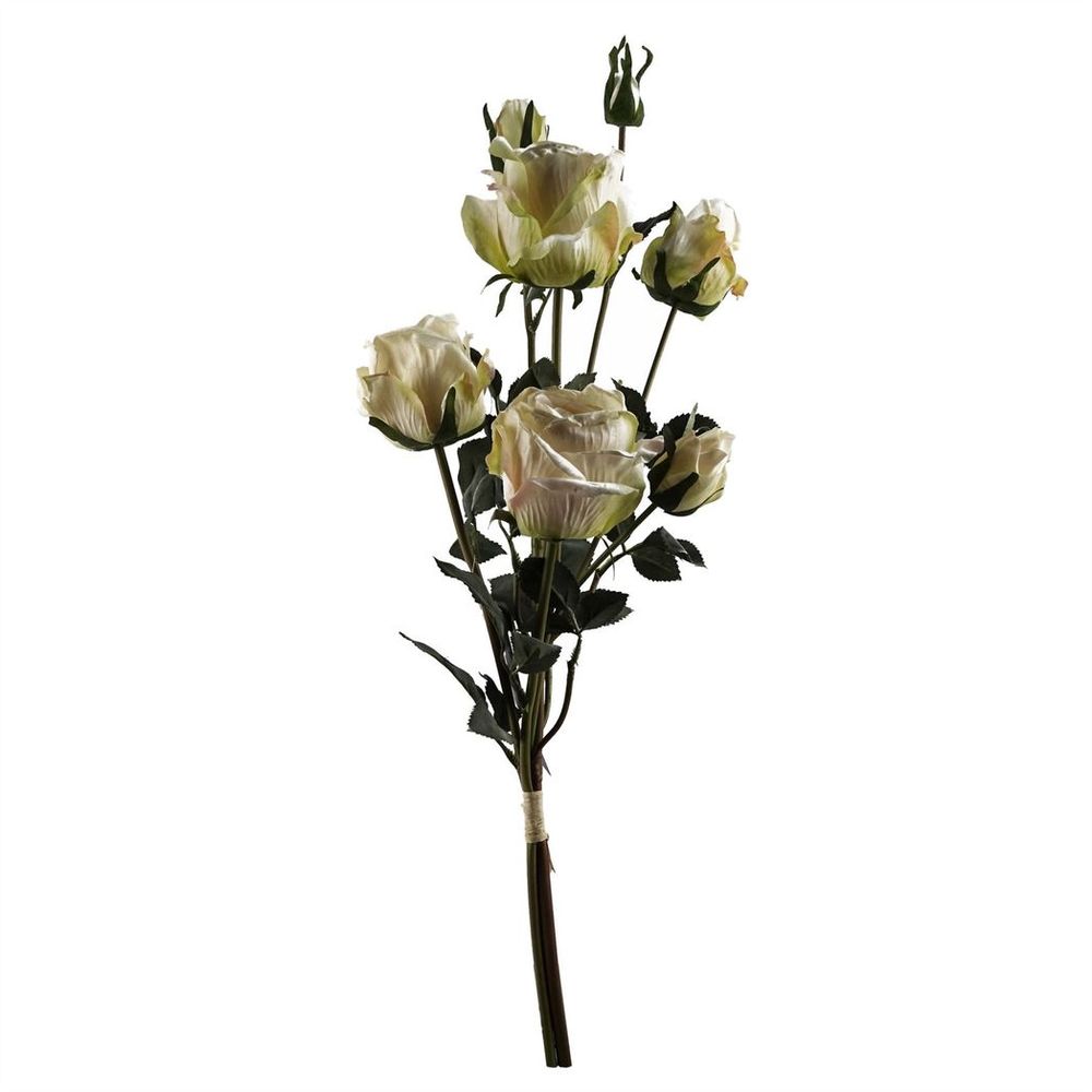 60cm Cream Artificial Rose Spray - 4 Flowers, 3 Buds