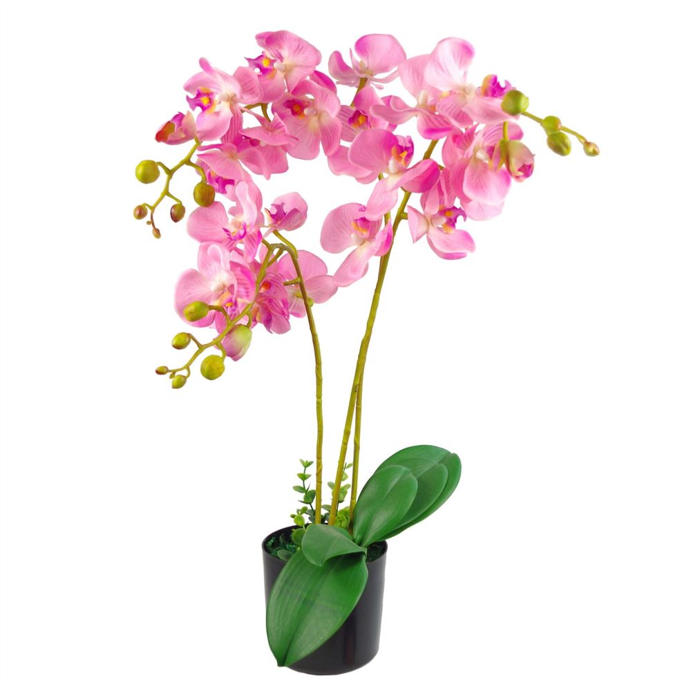 60cm Luxury Artificial Orchid with Three Stems in Pink, Perfect for Realistic Home Decor