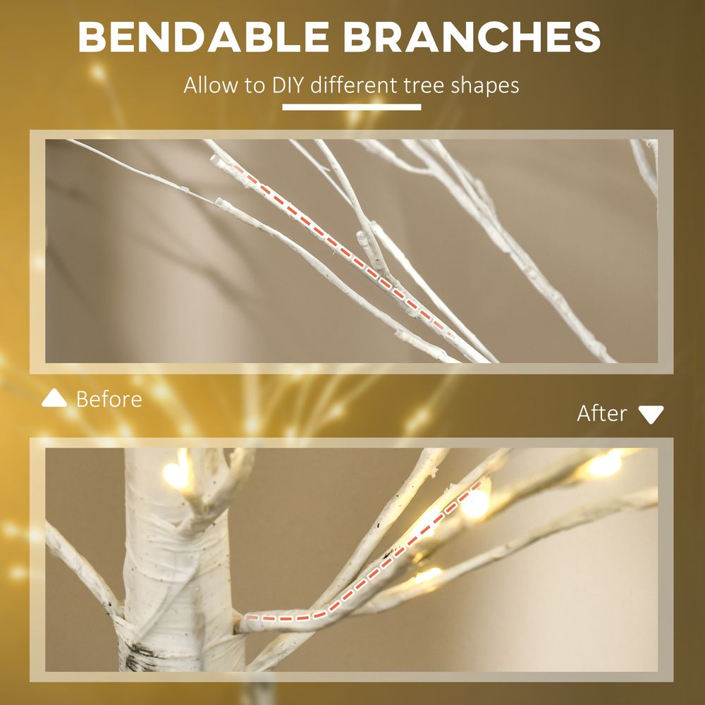 5ft Pre-Lit White Birch Tree with 96 Warm White LEDs
