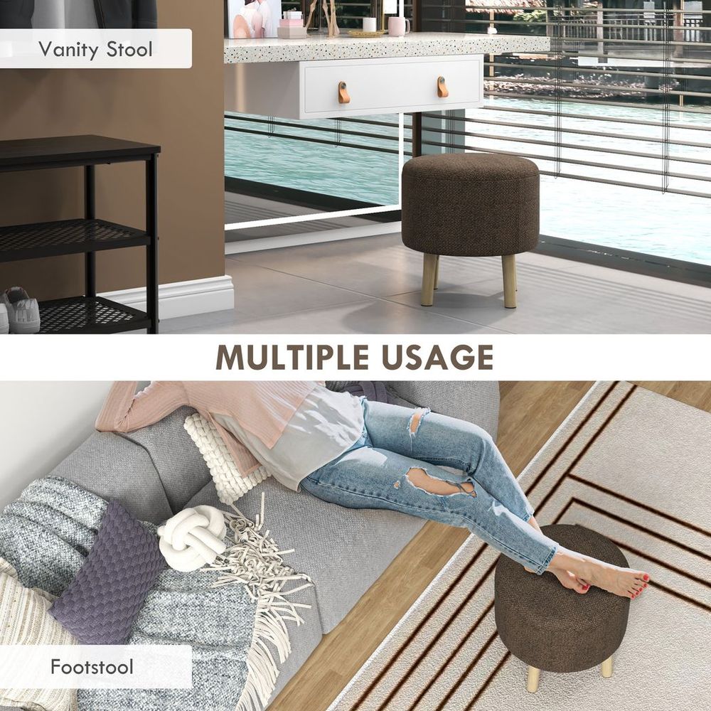 Round Storage Ottoman: Stool Chair with Cushioned Top & Hidden Space