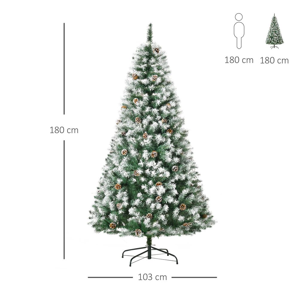 6ft Artificial Christmas Tree with Pine Cones - Automatic Open - Green