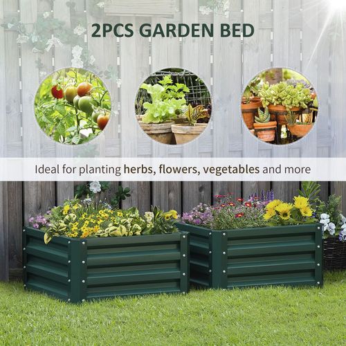 Set of 2 Durable Galvanised Raised Garden Planters - Easy Assembly!