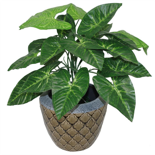 45cm Artificial Dark Taro Plant, Lifelike Indoor Greenery