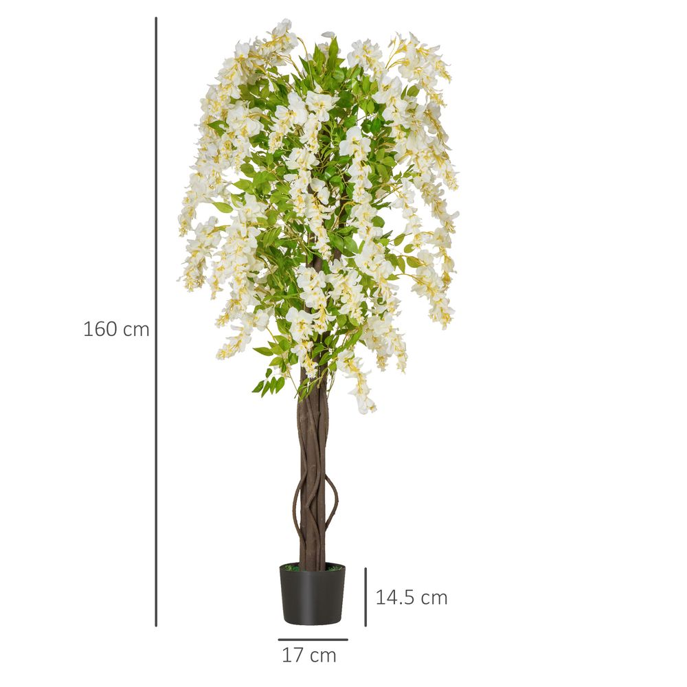 160cm Realistic Artificial White Wisteria Tree for Stunning Decorative Appeal