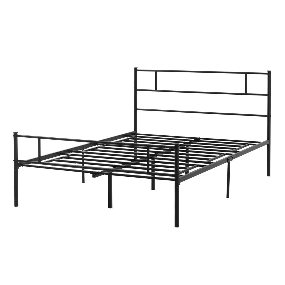 Double Metal Bed Frame with Headboard, Footboard, and Underbed Storage for Practical Living