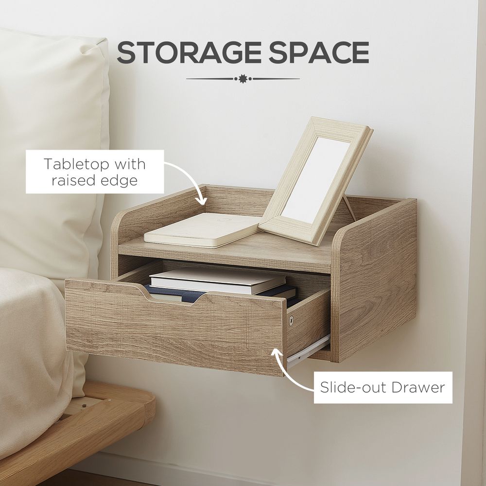 Set of 2 Floating Nightstands with Wall Mounted Design and Drawer for Bedroom Convenience