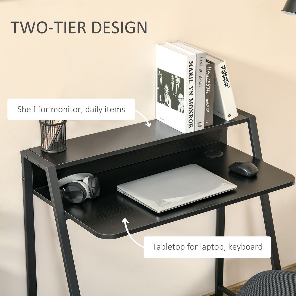 85cm Stylish Computer Desk with Upper Storage Shelf for Elegant Indoor Decor