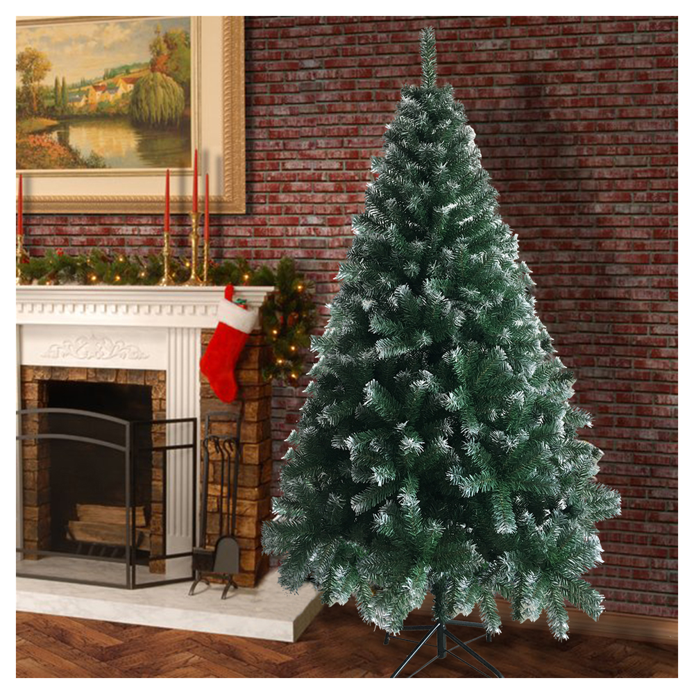 6ft White PVC Christmas Tree with Iron Legs - 650 Branches for Festive Cheer