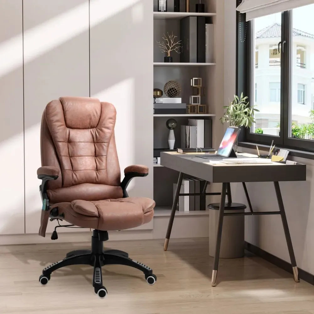 Brown Executive Reclining Chair with Heating and Massage Points for Ultimate Relaxation