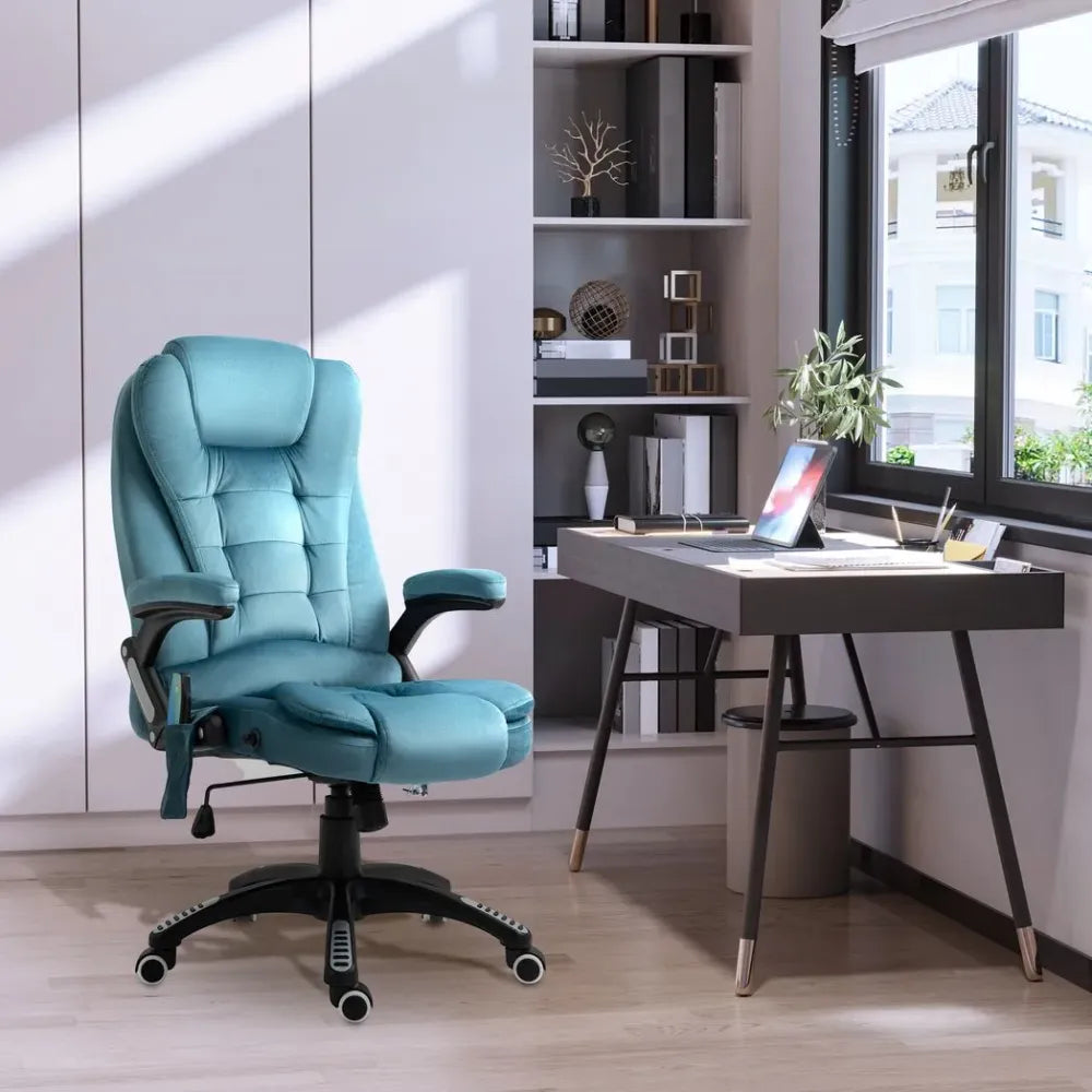 Blue Executive Reclining Chair with Heating and Massage Points, Complete with Relaxing Headrest