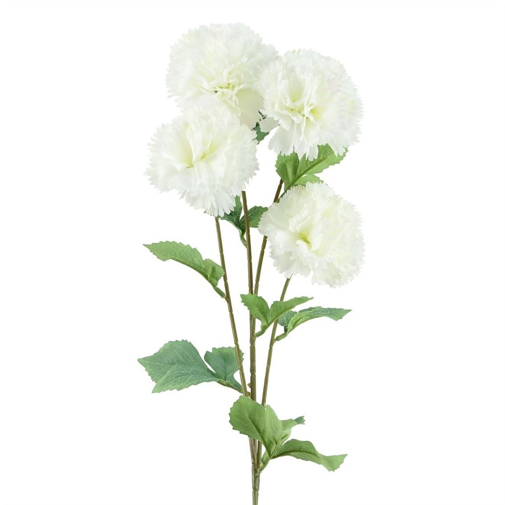 Pack of 6 x 70cm White Artificial Carnation Stems - 24 Flowers