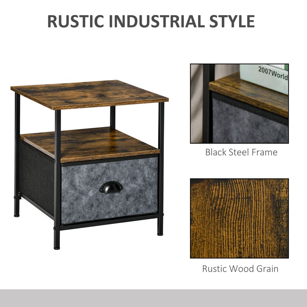 Vintage Side Table with Drawer, Nightstand and Coffee Table for Living Room