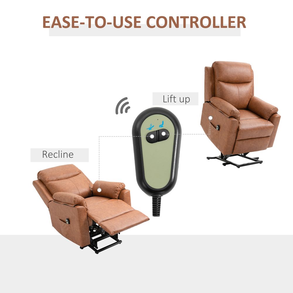 Brown Power Lift Chair with Electric Riser and Remote Control for Easy Comfort