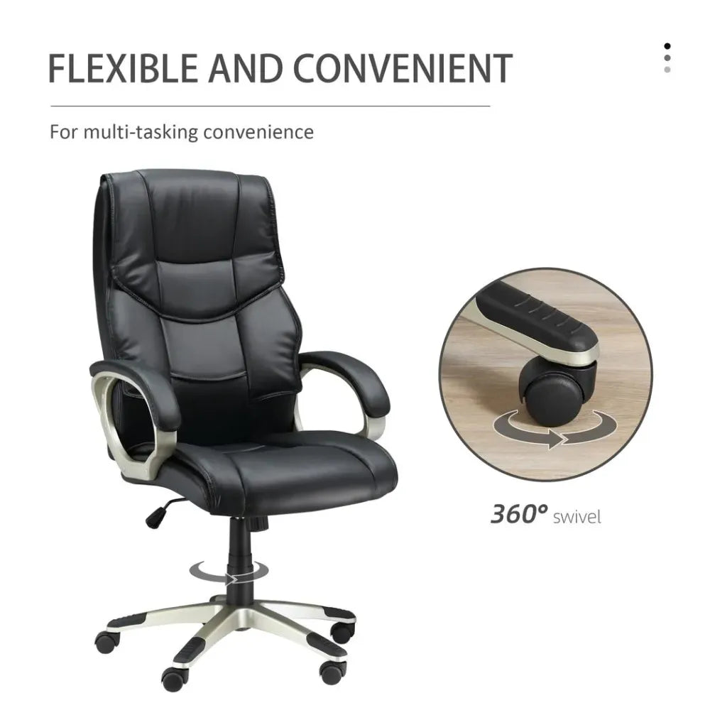 High Back PU Leather Executive Office Desk Chair with Swivel Function for Ultimate Comfort