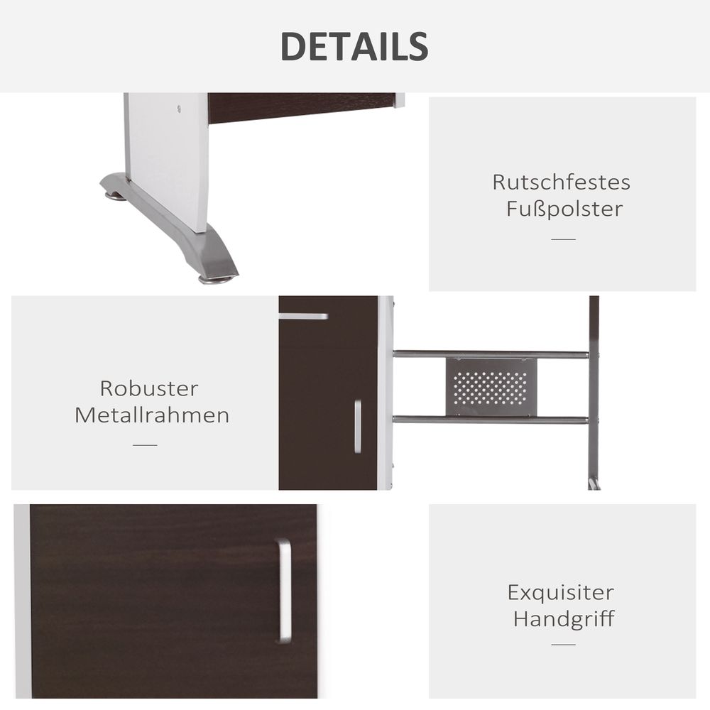 Walnut Wooden Computer Desk with Drawer, Ideal for Writing and Workstation Use