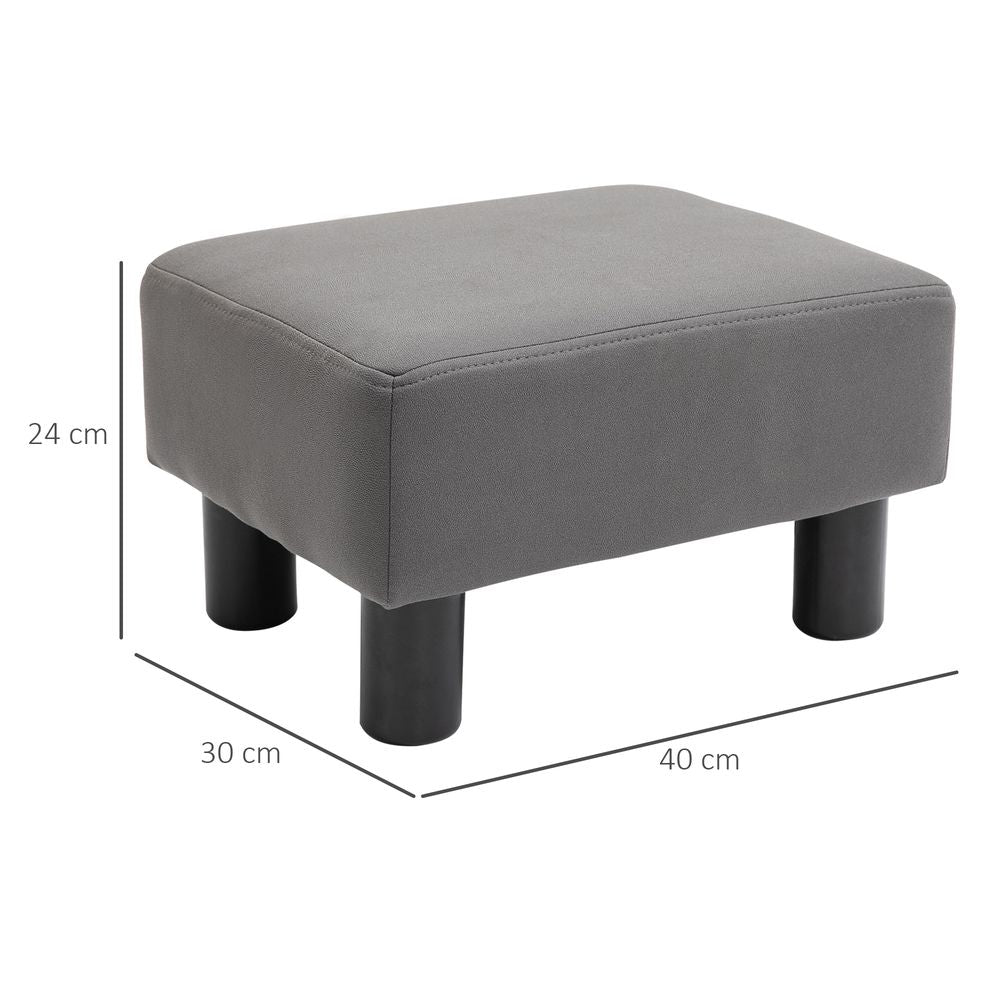 Small Grey PU Leather Ottoman Footrest for Home Office or Chair Comfort