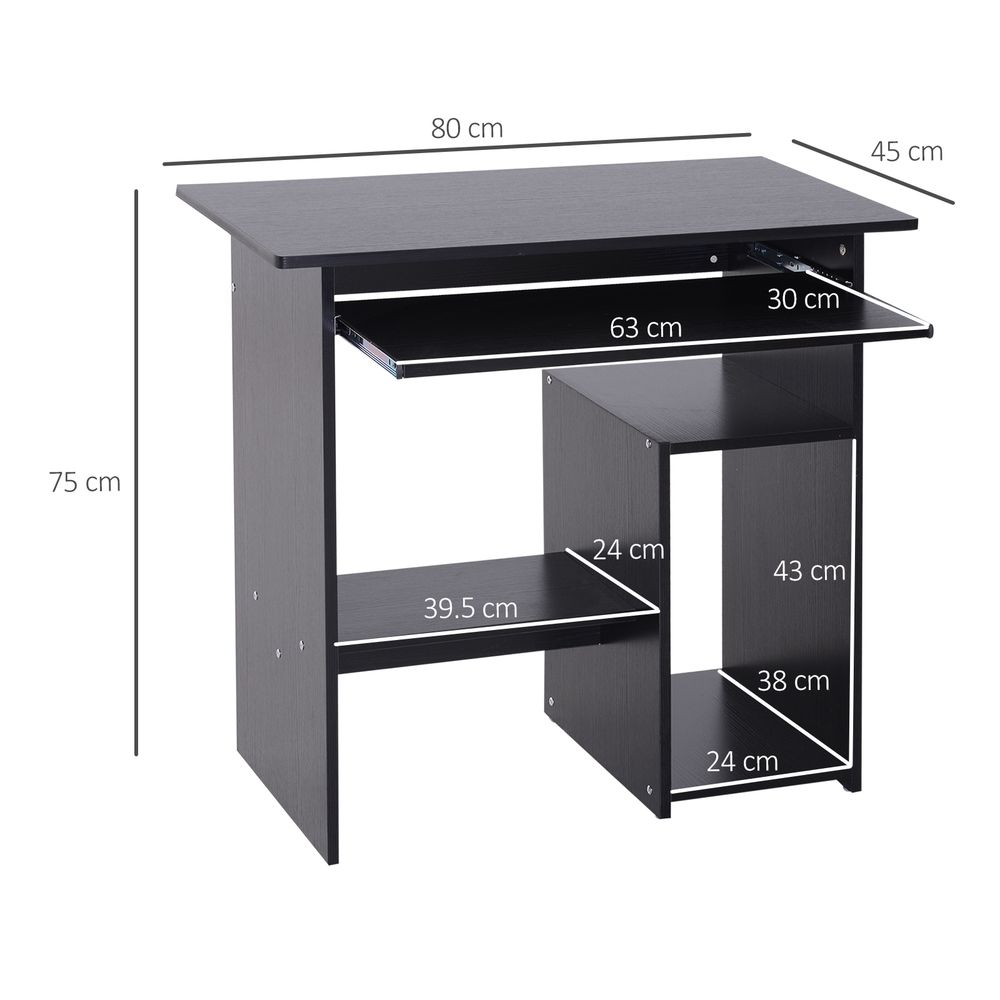 Black Computer Desk with 73.5 cm Height, Ideal for Comfortable Office Work