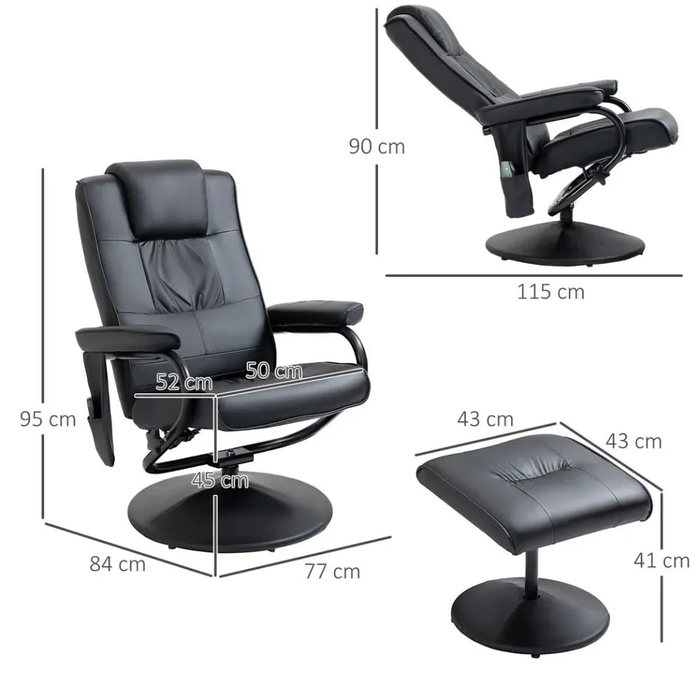 Black Freestanding Living Room Chair with High-Density Cushion and Footrest