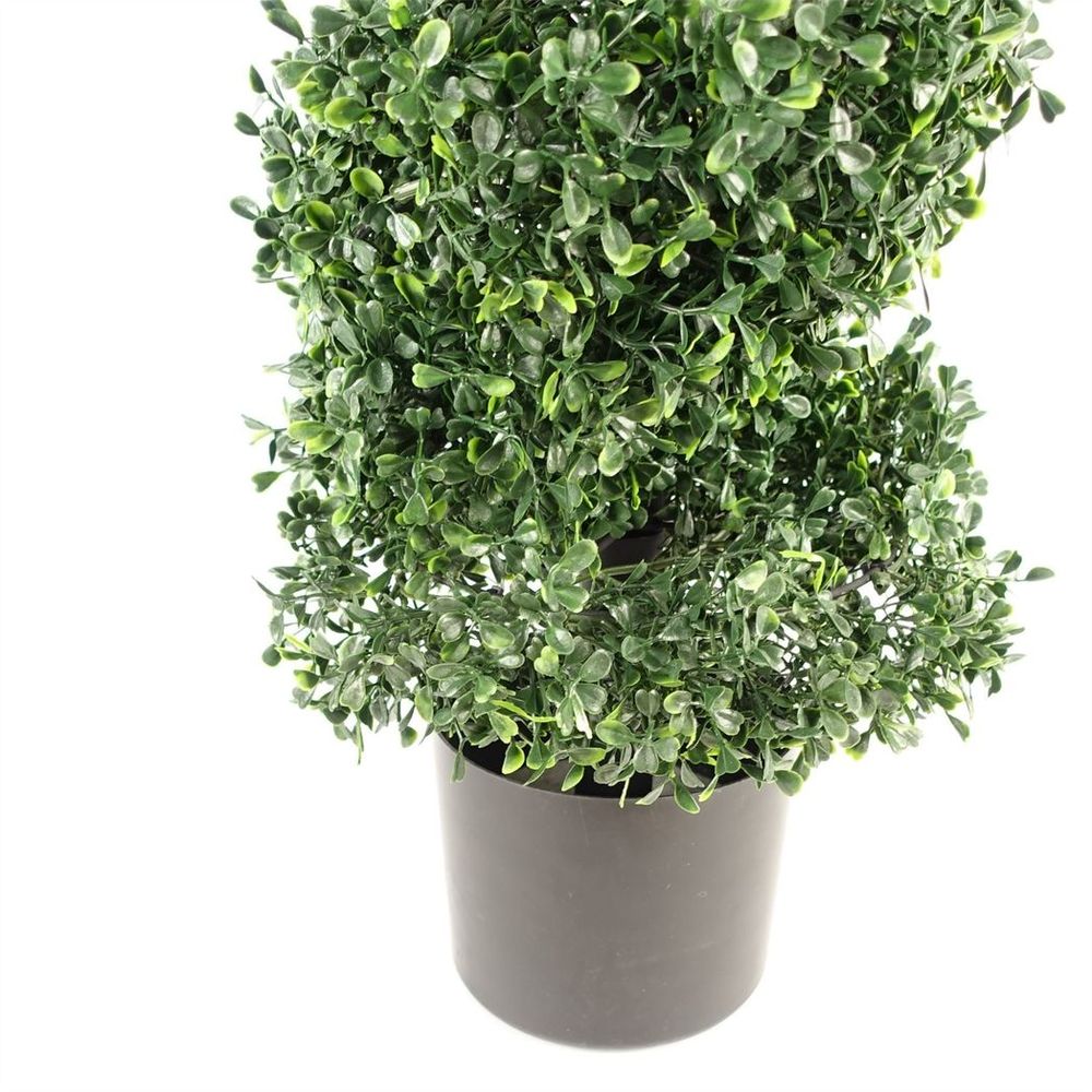 120cm UV Resistant Boxwood Tree - Spiral Topiary with 1058 Lush Leaves