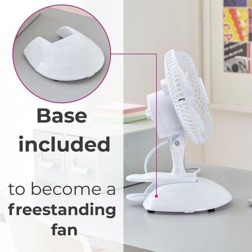 Neo Mini Clip Fan: 6-Inch Adjustable Breeze for Home & Office - White