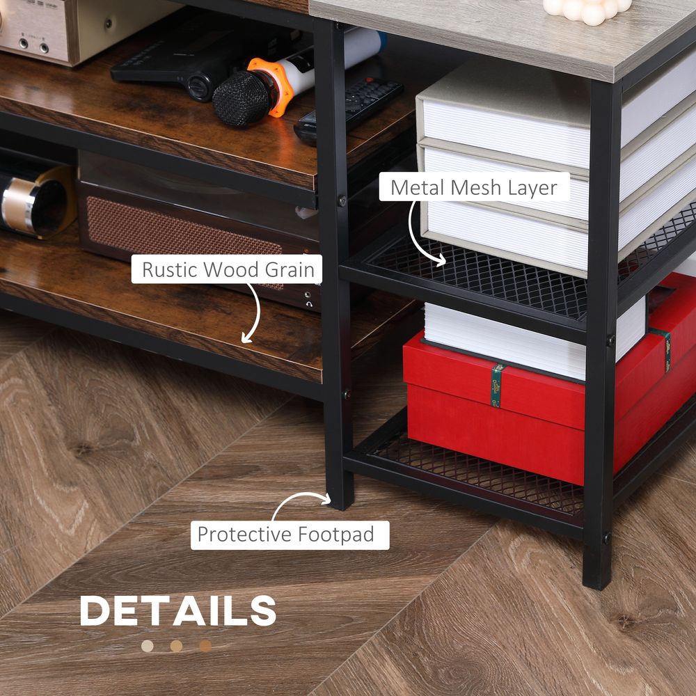 Brown & Grey TV Unit Cabinet for TVs up to 65 Inches with Shelves