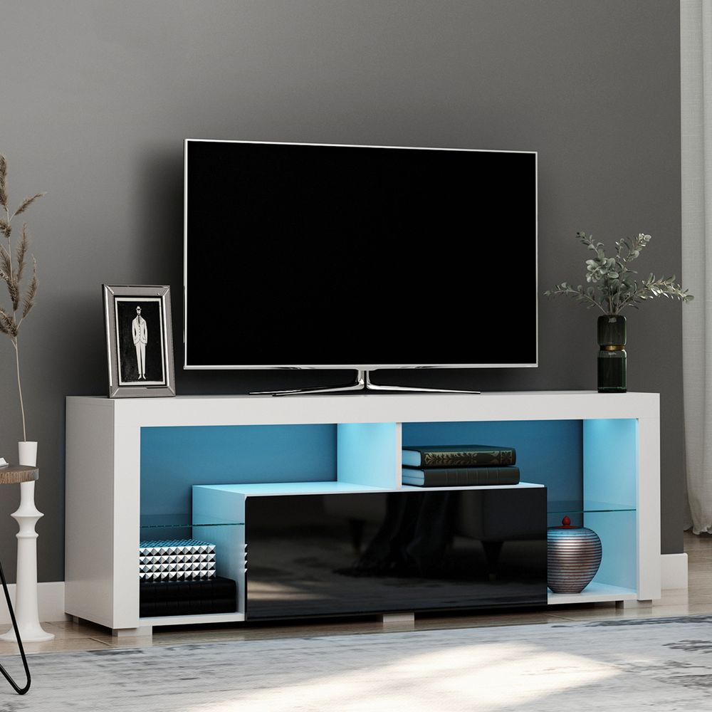 140cm TV Stand Cabinet – High Gloss Finish with LED RGB Light & Storage