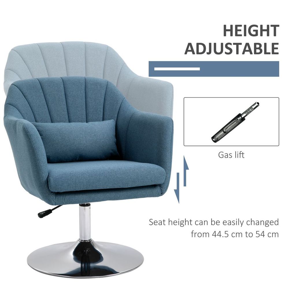 Stylish Retro Linen Swivel Tub Chair Steel Frame Cushion Seat Blue