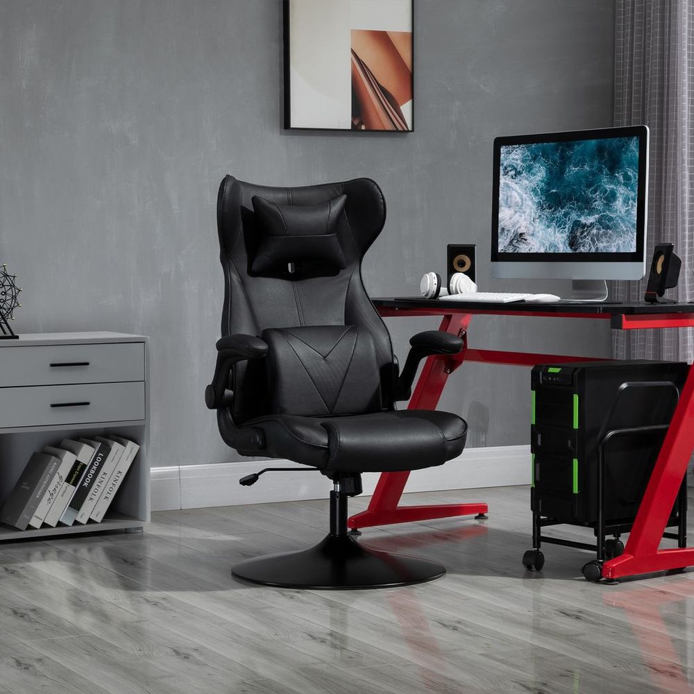 Home Office Gaming Chair with Swivel Base and Lumbar Support for Comfort
