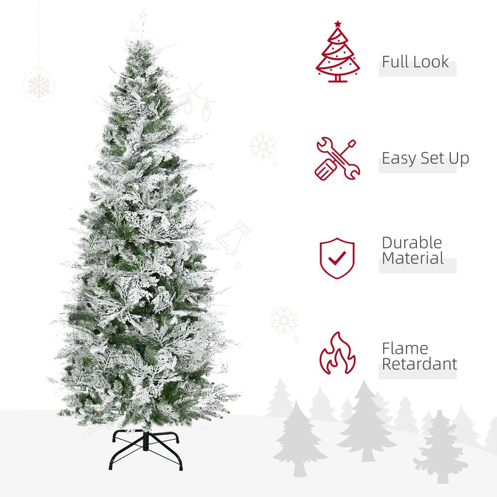 6FT Snow Flocked Artificial Christmas Tree with Pencil Shape for Festive Elegance