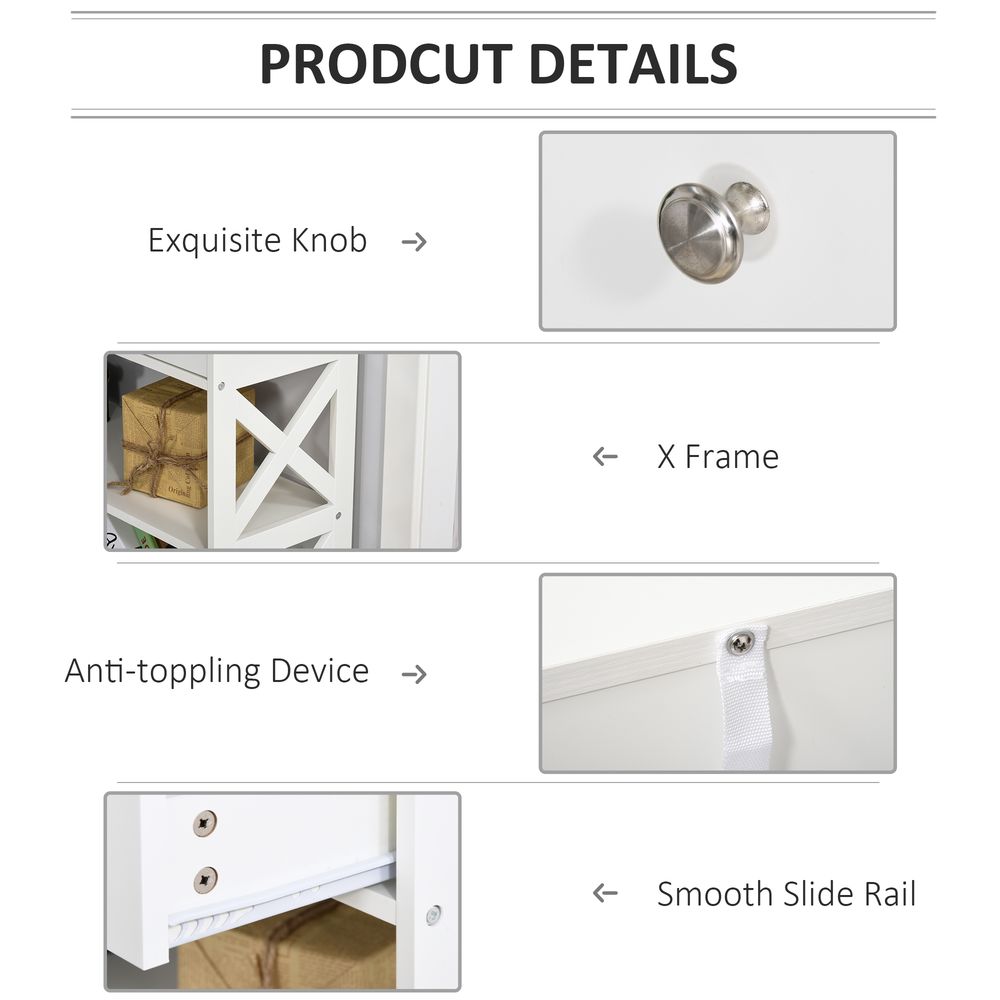 White Console Table with Open Top, Side Desk and Shelves, Perfect for Hallway Storage