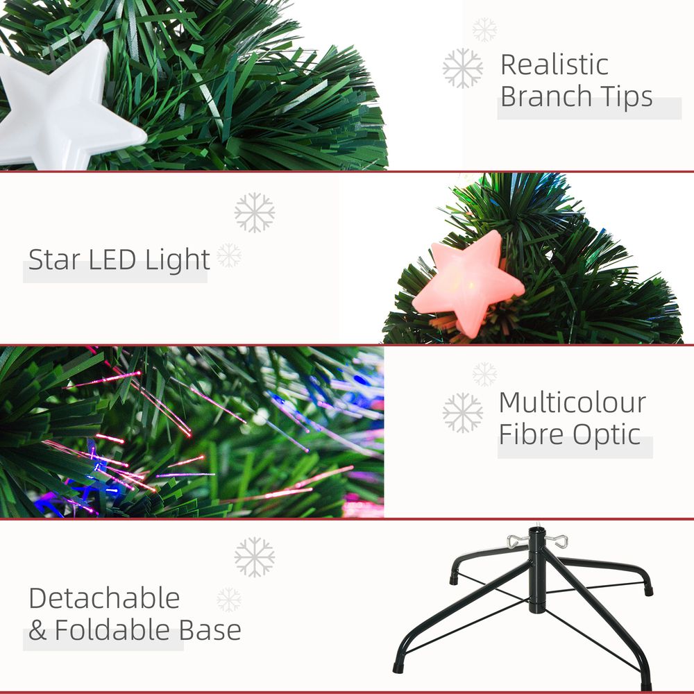5ft Pre-Lit Artificial Christmas Tree with Fibre Optic Star LED Light - Green