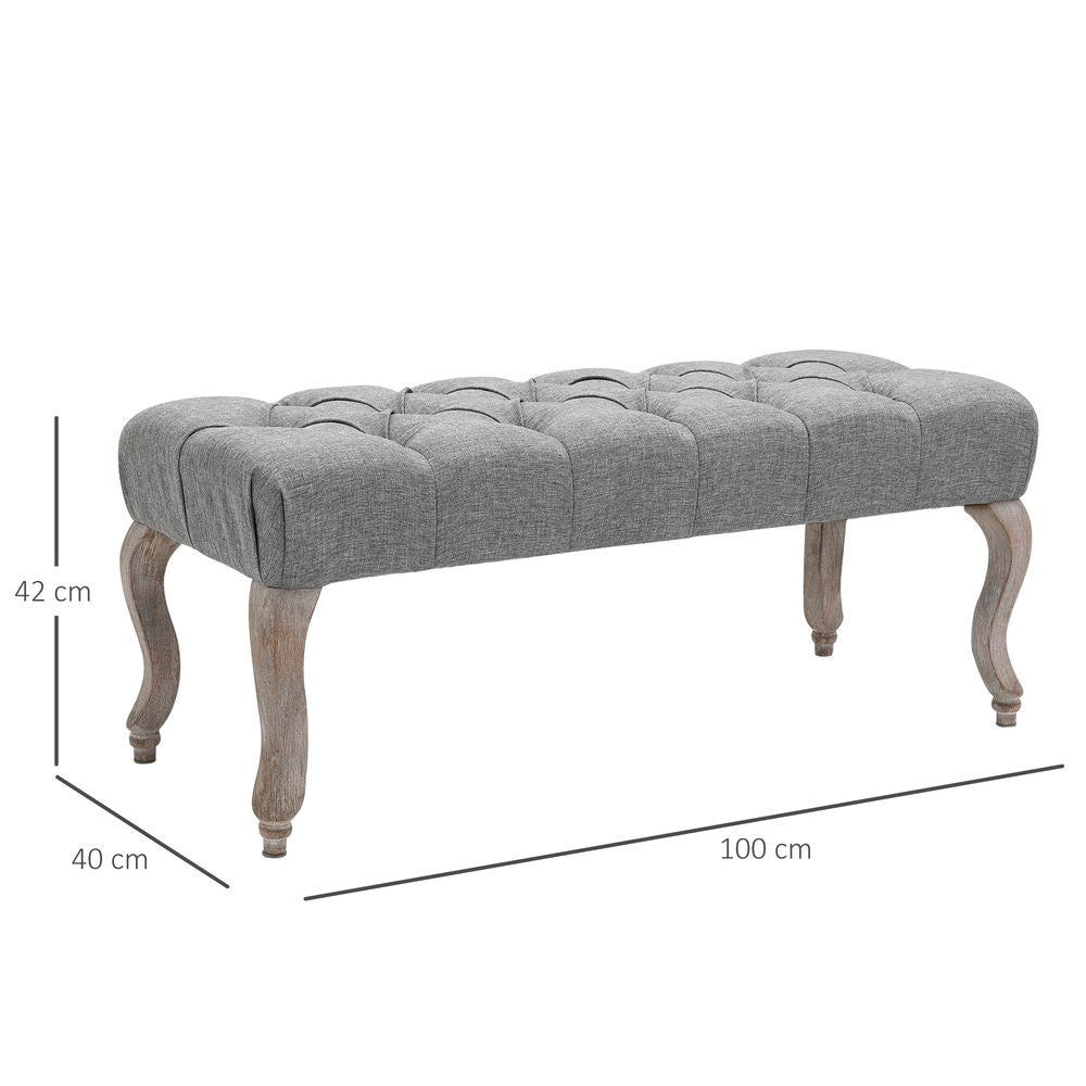 Tufted Upholstered Accent Bench: Window Seat Ottoman & Bed End Stool