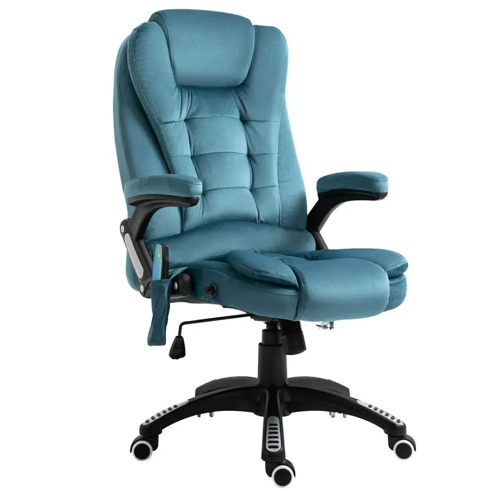 Blue Executive Reclining Chair with Heating and Massage Points, Complete with Relaxing Headrest