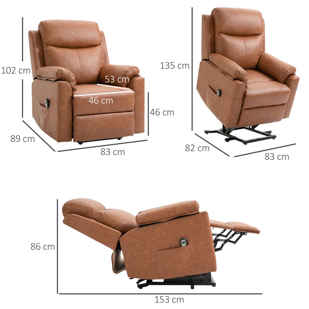 Brown Power Lift Chair with Electric Riser and Remote Control for Easy Comfort